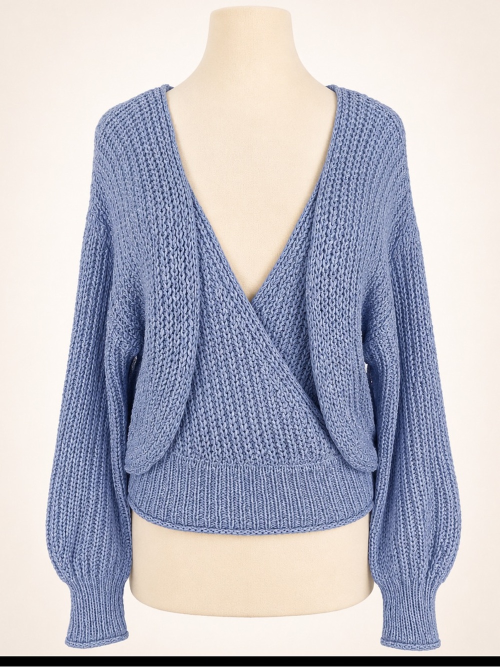 Sincerely Jules NWT Sweater Set Blue Wrap Knit Tank + Balloon Sleeve Cardigan L